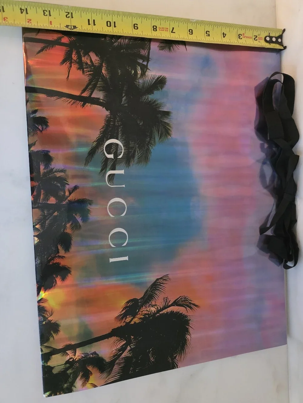 Gucci Large Iridescent Holographic Shopping Gift Bag with Black Handles